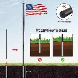 Panta Flag Pole for Outside In Ground, 16FT Sectional Flag Pole Kit, Extra Thick 14 Gauge Heavy Duty Aluminum Flagpole, Outdoor Flag Poles with 3x5 American Flag for Yard, Residential or Commercial