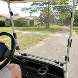 Folding Golf Cart Windshield for Club Car DS 1982-2000.5 - Transparent Wind Protection Panel for Golf Courses and Outdoor Use