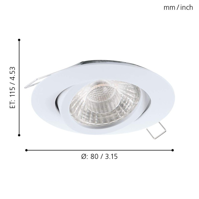 Eglo Recessed Light Die-Cast Aluminium 5 W, White, 3 Units