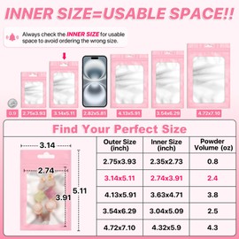 100 Pieces Pink Resealable Mylar Bags with Zipper and Frosted Clear Window Smell Proof Packaging Bags Foil Pouch Zip Bag for Food Self Sealing Storage Supplies 3.14x5.11 inches