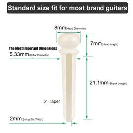 Vencetmat Unbleached Acoustic Guitar Bridge Pins,Made of Real Bones,Inlaid Abalone Dot, Bridge Pin Puller was Included