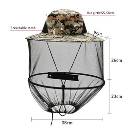 INNAL 2 Pcs Mosquito Hats with Netting Mosquito Head Net Hat Foldable Midge Hat Quick Dry Wide Brim Mosquito Hat with Net for Men Women Beekeeper Fishing Hiking Camping Grey Camouflage