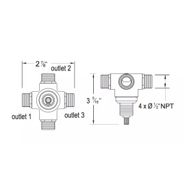 Santec Luxury Brand Santec SA3WAY20 3-Way Wall Mount Diverter Rough Brass Material New!
