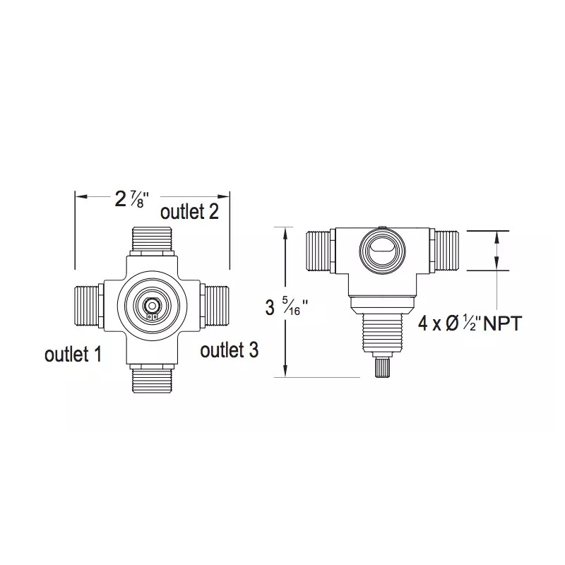 Santec Luxury Brand Santec SA3WAY20 3-Way Wall Mount Diverter Rough