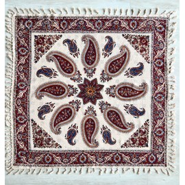 BLUENIYA Termeh Elegance — 40 Inch x 40 Inch Paisley Tablecloth — Washable & Reusable Tablecloth for Rectangle Table & Square Table — Hand Painted Cotton Tablecloth & Hand Woven by Skilled Artisan