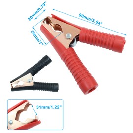 Bonsicoky 4 Pack 100A Insulated Alligator Clips - Metal Spring Loaded Battery Clamps for Automotive and Electrical Applications - Black & Red