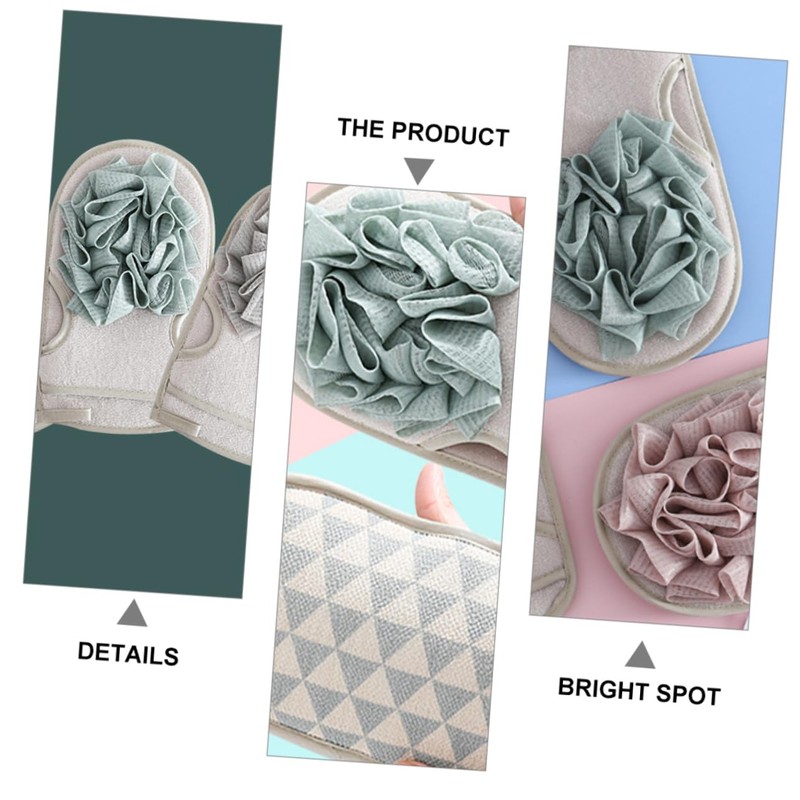 BIUDECO 3pcs Double-sided Brush Exfoliating Bath Gloves Body Scrubber Bubble