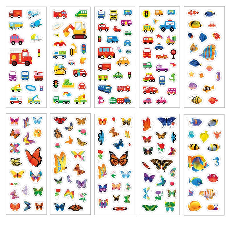 Stickers for Children Boys Girls PVC 20 Sheets