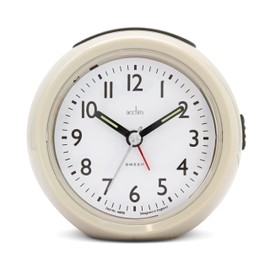 Acctim Grace Non-Ticking Sweep Analogue Bedroom Alarm Clock Earl Grey