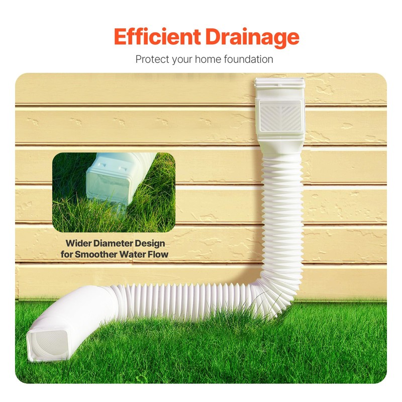 VEVOR Rain Gutter Downspout Extensions, 2-Pack Flexible Downspout Extender, Down