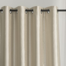 GYROHOME Faux Silk Room-Darkening Blackout Curtains with Beige Liner, Solid Window Treatment Drapes for Bedroom Living Room, Thermal Insulated Grommet Top (2Panels,52x84inch,Light Gold)