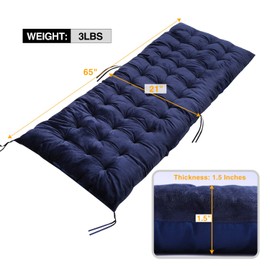 REDCAMP Extra Large Zero Gravity Chair Cushion for Patio Furniture, Thicker Soft Comfortable Velvet Lounge Chair Cushion Pad for Outside Outdoor Indoor Home Office, Blue 65"x21"