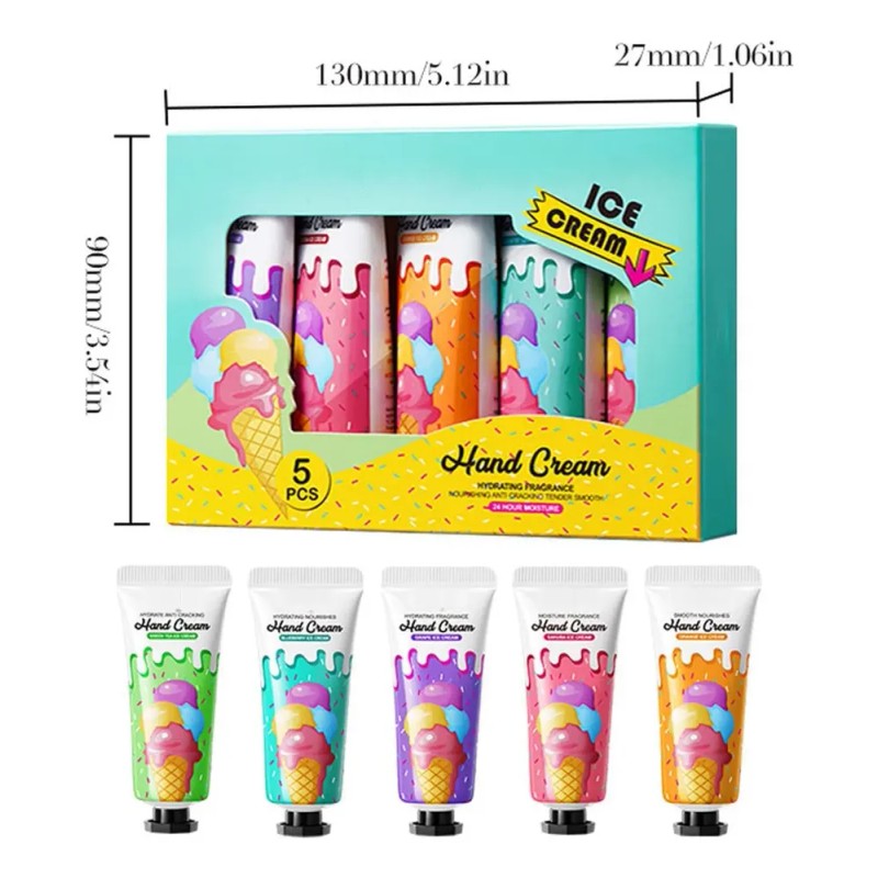 Set De Crema Hidratante Para Manos Con Helado De 5
