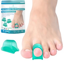 Hammer Toe Straightener, 6 Pack Hammer Toe Corrector for Women, Gel Toe Straighteners for Curled, Crooked, Bent, Claw, Hammertoes for Women and Men, Large Sizes (Green)