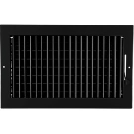 14"w X 8"h Adjustable AIR Supply Diffuser - HVAC Vent Cover Sidewall or Ceiling - Grille Register - High Airflow - Black [Outer Dimensions: 15.75"w X 9.75"h]
