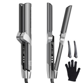 Quico Air Straightener, Ionic Wet to Dry Hair Straightener with High-Speed Airflow, 5 Temps & Dual Voltage 2-in-1 Flat Iron and Hair Blow Dryer Straightener, No Heat Damage, No Hot Plates, Black Grey