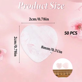 50PCS Heart Stones Rose Quartz Heart Crystals Pink Crystals Hearts Shaped Stones Natural Pocket Gemstone for Wedding Mother's Day Gift Women Party Decorations