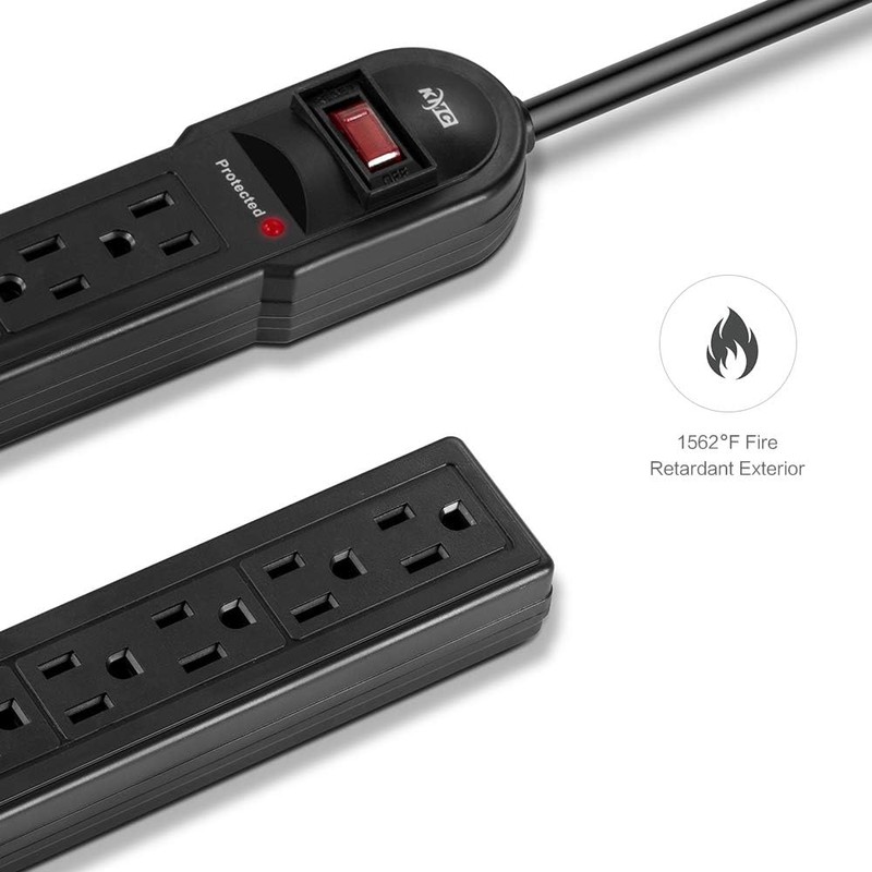 KMC KMC 6-Outlet Surge Protector Power Strip 2-Pack, 900 Joules,