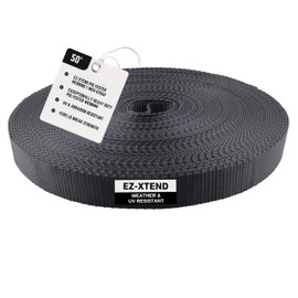 EZ-Xtend Polyester Webbing 1 inch Strap – Heavy Duty Polyester Strapping Outlasts & Outperforms Nylon Webbing Straps and Polypropylene Webbing Strap - 4500 Lb. Breaking Strength (Black, 1" x 50 Yards)