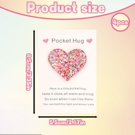 4pcs Pocket Hug, Hug, Pocket Hugs for Friends, Valentines Gifts for Friends, Pocket Hug Gift, A Pocket Hug Ornament Gifts Special Present for Her Encourage Gift for Birthday Wedding