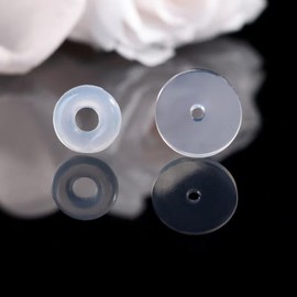 50Pcs Silicone Earring Backs Stopper for Piercings, Clear Discs Stabilizer Pads for Healing Non Pull Piercing Discs, 5mm Earlobe Support Patches (5mm Ring)