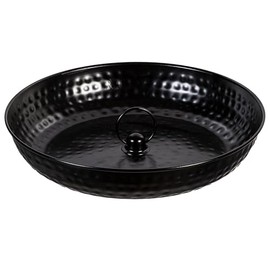 Evergreen Garden 14" Rain Chains Basin, Display Dish w/Chain, Rainwater Collection for Roof Gutter Downspout, Decorative Bowl Rain Chain Basin for Garden & Patio (Black Textured)