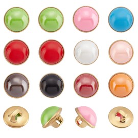 nbeads Pack of 100 10 mm Pearl Resin Buttons, Half Resin Dome Cap, Gold Brass Base Buttons, Crafts, Sewing, Eyelet Buttons for Clothing, DIY Project, 10 Colours
