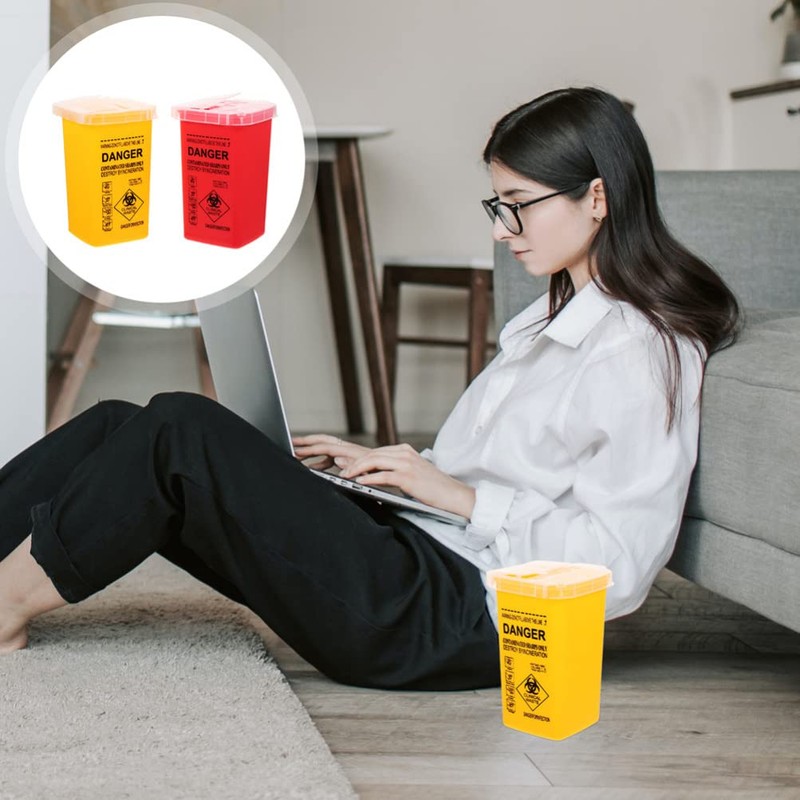 Beavorty Plastic Sharps Disposal Container: 4Pc Needle Disposal Container Small