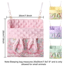 Fnaobai Sugar Gliders Sleeping Bag Hamster Velvet Hammocks Bed Carrier with Strap Squirrel Marmots Guinea Pig Warm Swing Carry Bag Cage Accessories for Small Animals (Pink)