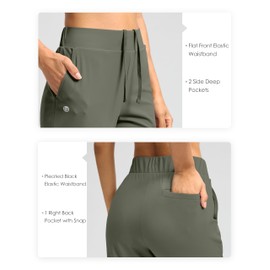 G Gradual Women's Pants Ankle 7/8 Golf Pants 3 Pockets Stretchy Petite Travel Pants with Inner Drawstring for Work Business Casual Athletic, Grey Sage, XL