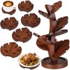 Zhehao 7 Pcs Bamboo Wooden Tree Trivets with Storage Stand,