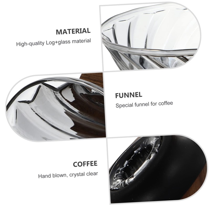 Gatuida 1Pc Smoke Grey Glass Coffee Pot with Walnut Base