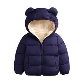 WALLARENEAR Winter Coats for Toddler Kids Baby Boys Girls Padded Light Puffer Jacket Outerwear Infant Winter Down Jacket with Hoods (Bear Ears Navy Blue, 2-3 Years)