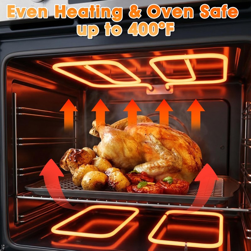 Baking Sheet with Wire Rack, 17" x 12" Nonstick Carbon