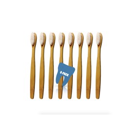 BPA-Free, Organic Bamboo Toothbrush with No-Glue Bristles - Compostable, Biodegradable, Vegan (8-Pack) (White, Hard Bristles)