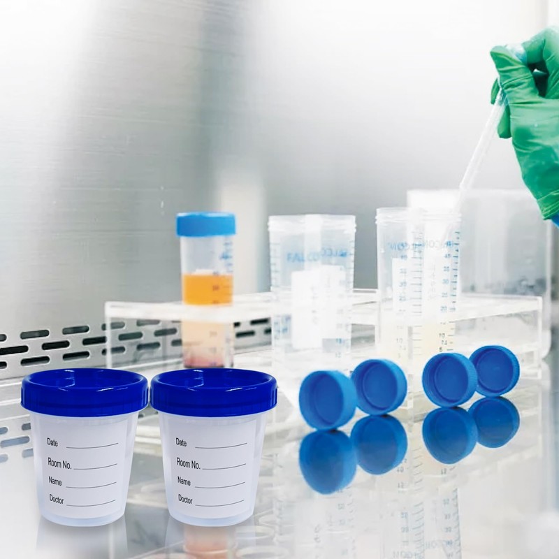 20 PCS 4oz/120ml Disposable Specimen Cups with Leak-Proof Screw-on Cap