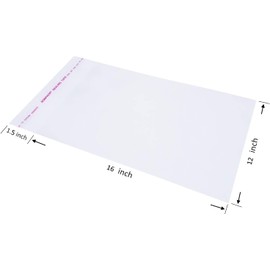 Cellophane Bags 12x16 Inches, 70 Pcs Clear Poly, Resealable Plastic Bags for Clothes, Shirt Great for Packaging Clothing, Decorative Wrappers, Party Favors, Artwork and More