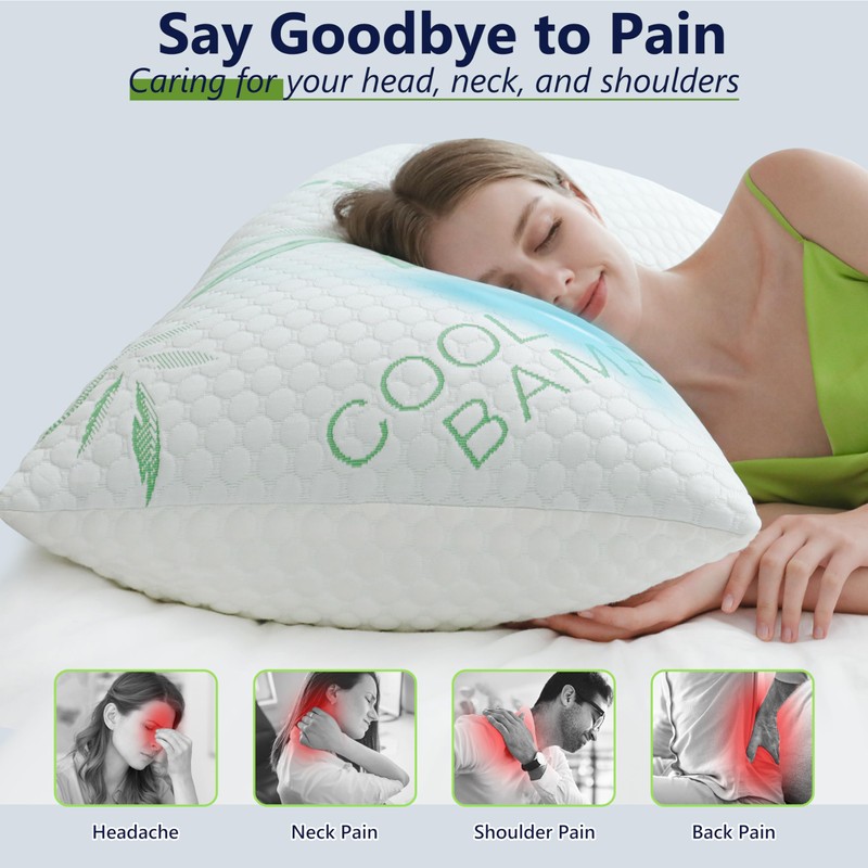 Cooling Pillow, Shredded Memory Foam Pillow King Size 1 Pack