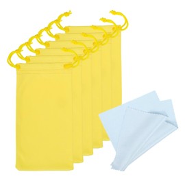 PATIKIL Microfibre Glasses Bag Pack of 6 Sunglasses Bag Glasses Case Soft Sunglasses Case with Glasses Cleaning Cloth Yellow, yellow