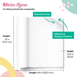 I Like That Lamp Styrene Sheet for Lampshade (10" Height x 64" Length) - Adhesive Roll for DIY Round Drum Lamp Shade - Repair Damaged Shades - Make a New Lampshade - Compatible with All Materials