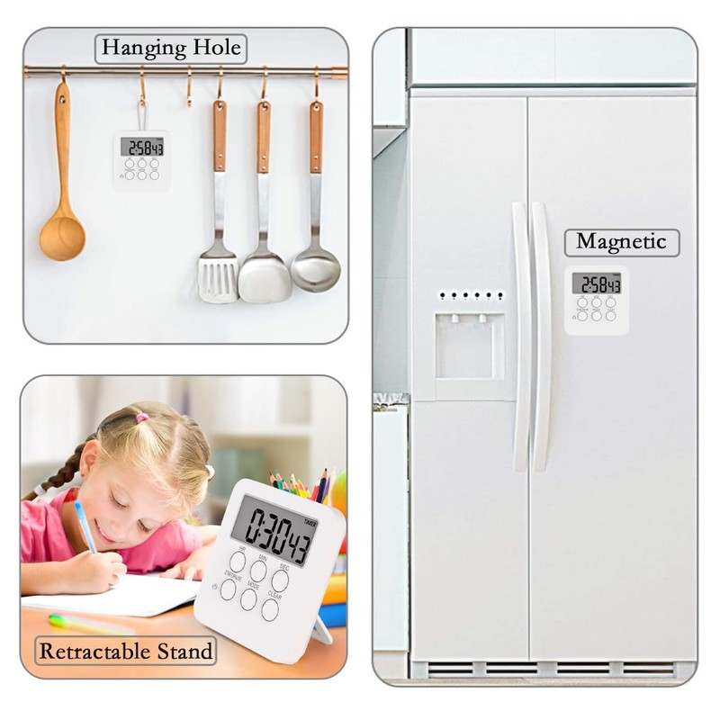 Magnetic Kitchen Digital Timer Clock Alarm with Mute/Loud Alarm Switch,3