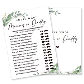 Guess Who Game Set For Baby Shower, 30 Greenery And White Game Cards For Girl Boy, Gender Reveal Game, Baby Announcement,Party Favor, Baby Shower Decorations & Supplies-B10