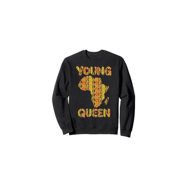 Young Queen Cool Kente African Print Black History Month Sweatshirt