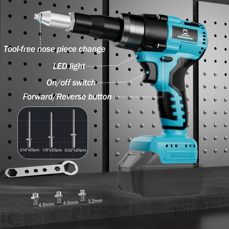 Cerycose Rivet Gun Compatible with Makita 18V Battery,Cordless Riveters Tool,Brushless