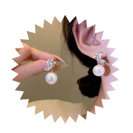 Yheakne Boho Schmetterling Perle Tropfen Ohrringe Gold Kristall Schmetterling Ohrringe Vintage Strass Schmetterling Ohrstecker Große Perle Baumeln Ohrringe Schmuck Für Frauen Und Mädchen