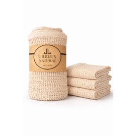 Paño exfoliante de cáñamo (paquete de 3), paño exfoliante corporal de doble cara, paño exfoliante natural para cara y cuerpo, alternativa de esponja de baño, secado rápido, 12 x 12 pulgadas