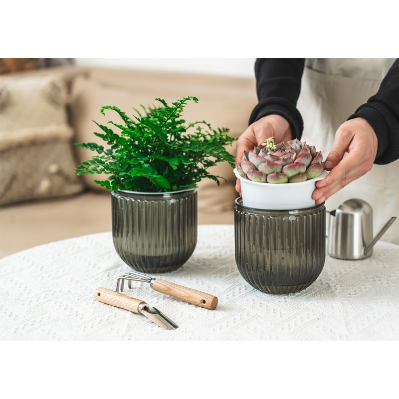 Melphoe 2 Pack Self Watering Hanging Planters Indoor Flower Pots,