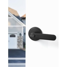 SORWDUERM Black Entry Door Lever with Lock and Key Matte Black Door Handle Door Lever Bedroom and Bathroom Zinc Alloy