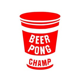 Beer Pong Champ - 3-3/4" x 5-1/4" - RED Vinyl Die Cut Decal/Bumper Sticker for Windows, Cars, Trucks, Laptops, Etc.