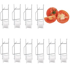 CuiCanfla 10 Pcs Tomato Rollerhook Trellis, Tomato Roller Hooks, Greenhouse Trellising Kit Plant Roller Hooks, with 15M Twine, for Tomato, Greenhouse, Plant, Flower Vine Twine Crop Trellis Kit